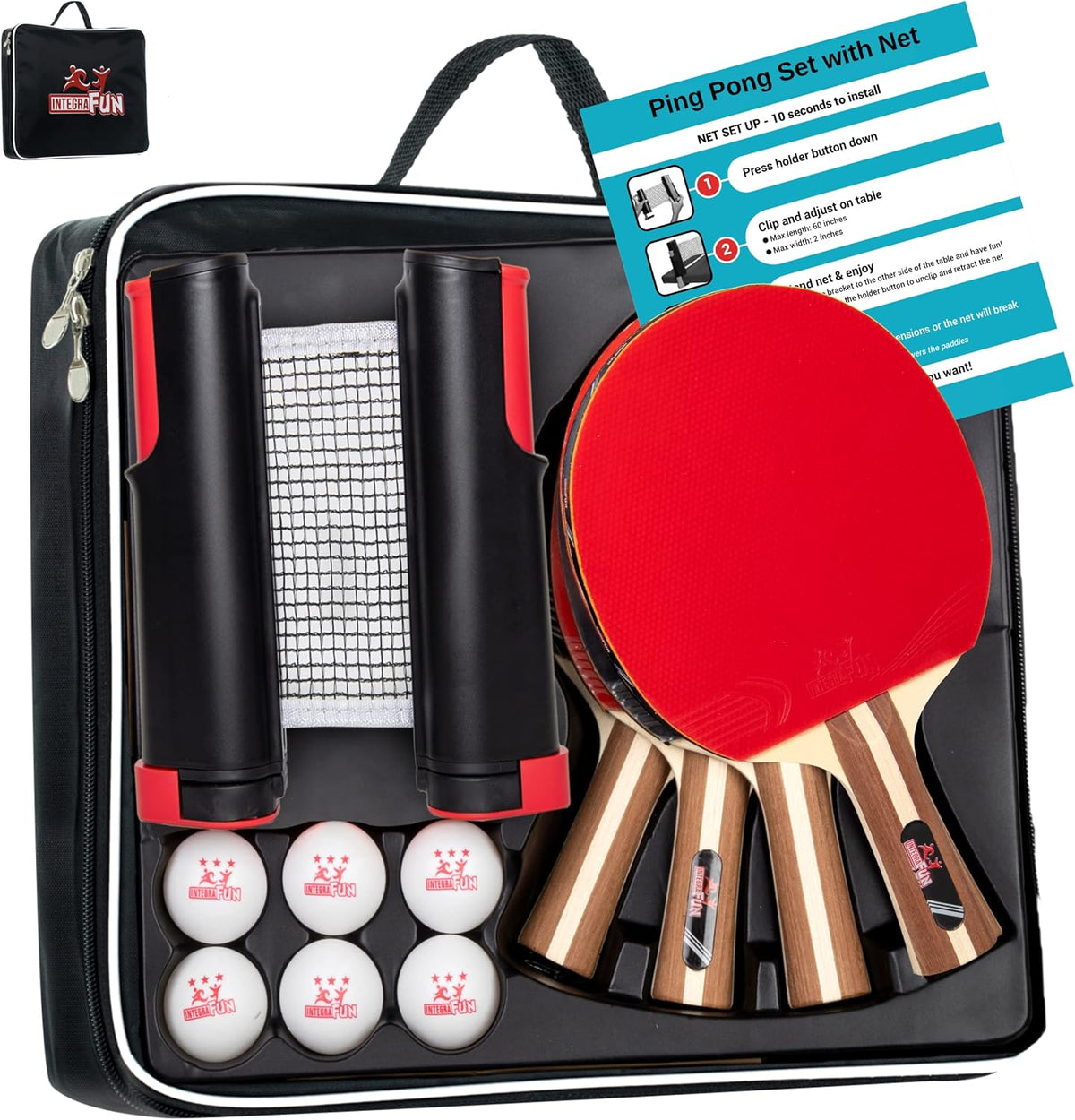 Ping Pong Paddle Set with Net and Balls L6044