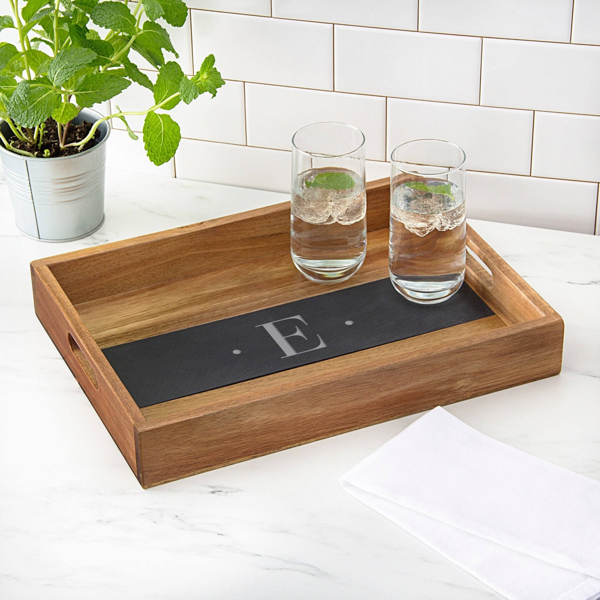 Acacia and Slate Tray X80940