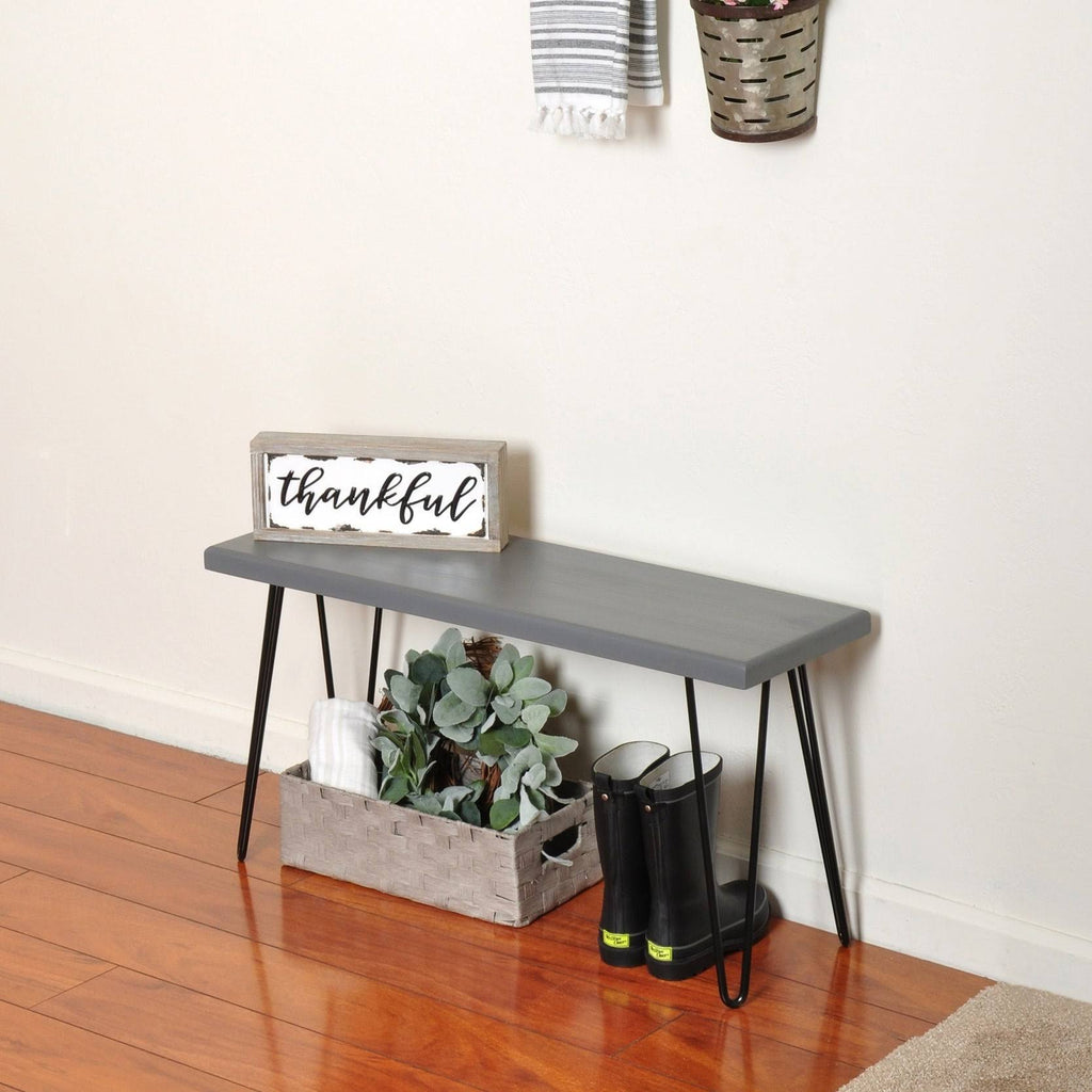 Rustic White Wood Bench B68305