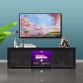 Black High Gloss TV Stand with 2 Drawers and Open Shelves Y60322