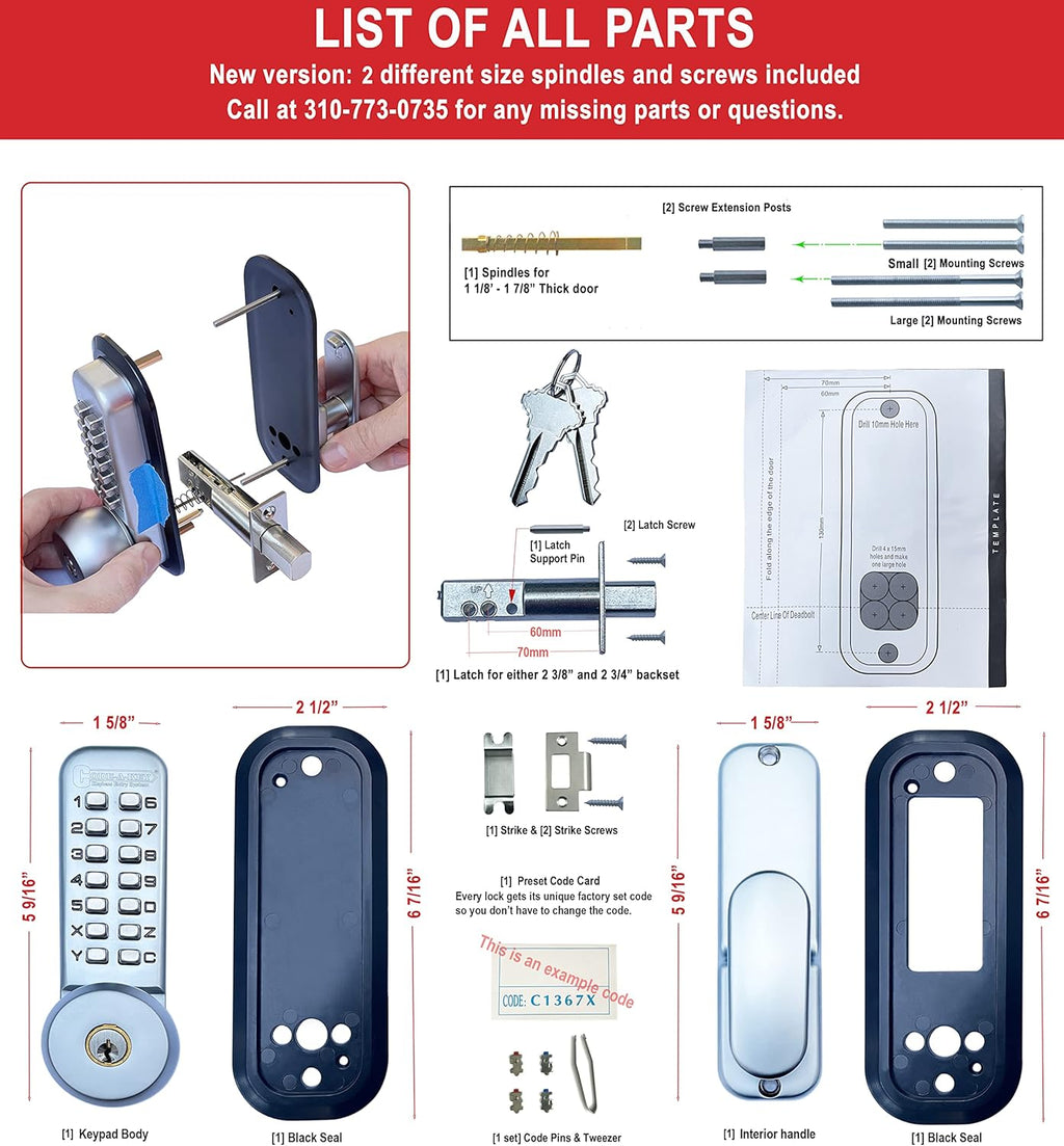 Mechanical Deadbolt Door Lock Chrome U31785