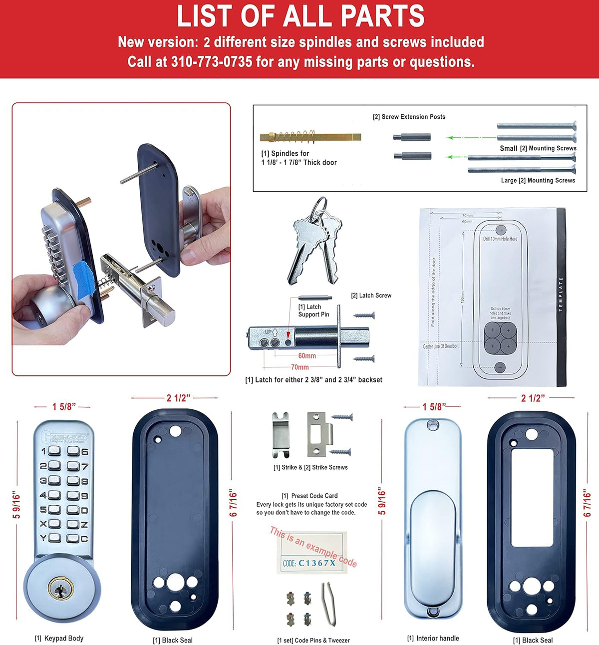 Mechanical Deadbolt Door Lock Chrome U31785