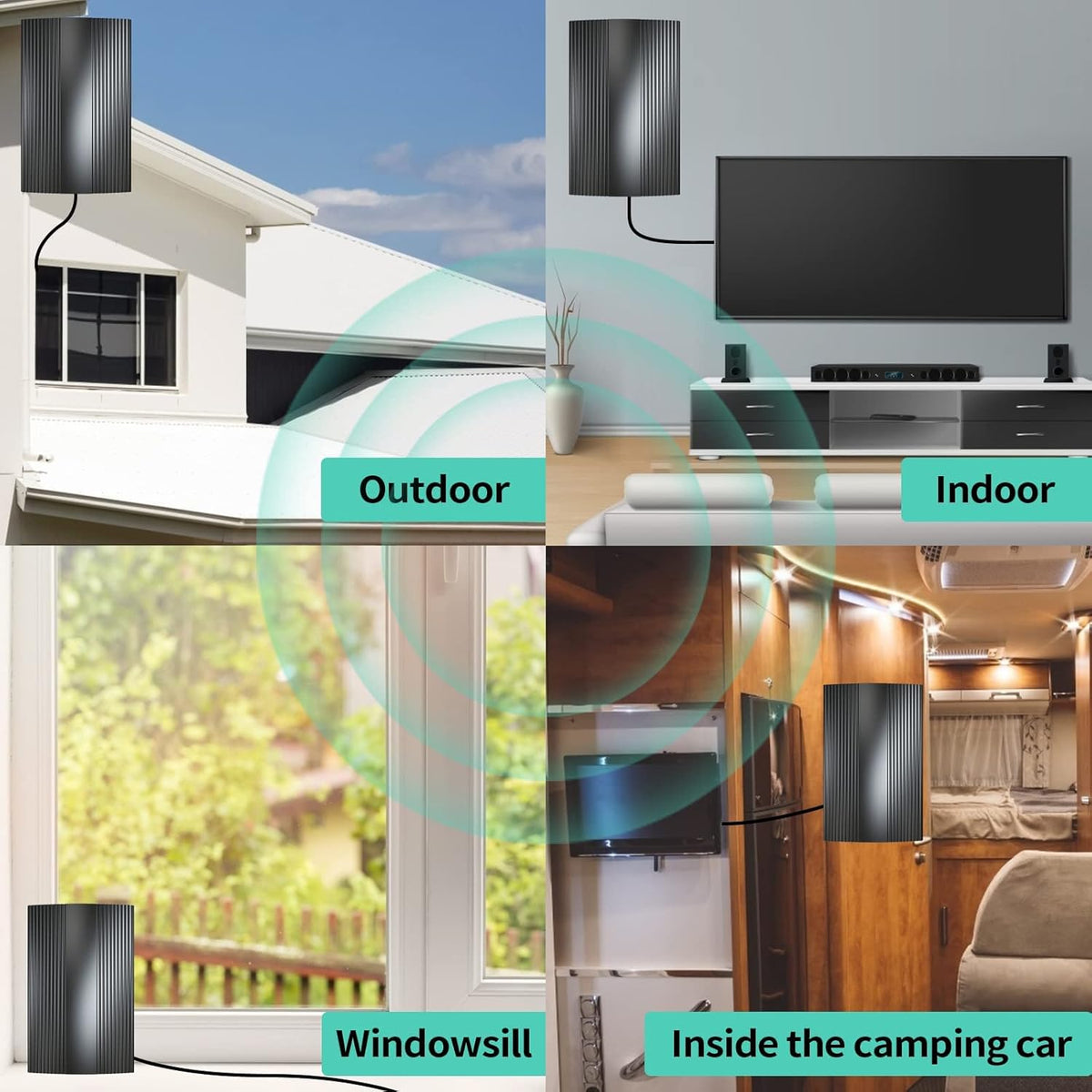 Digital TV Antenna 380 Miles Range Indoor Outdoor 4K 1080P B3095