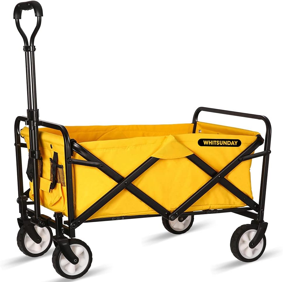 Collapsible Folding Utility Wagon Cart 5" Solid Rubber Wheels Grey K675419