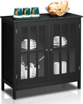 White Buffet Storage Cabinet with Plexiglass Front Doors N455