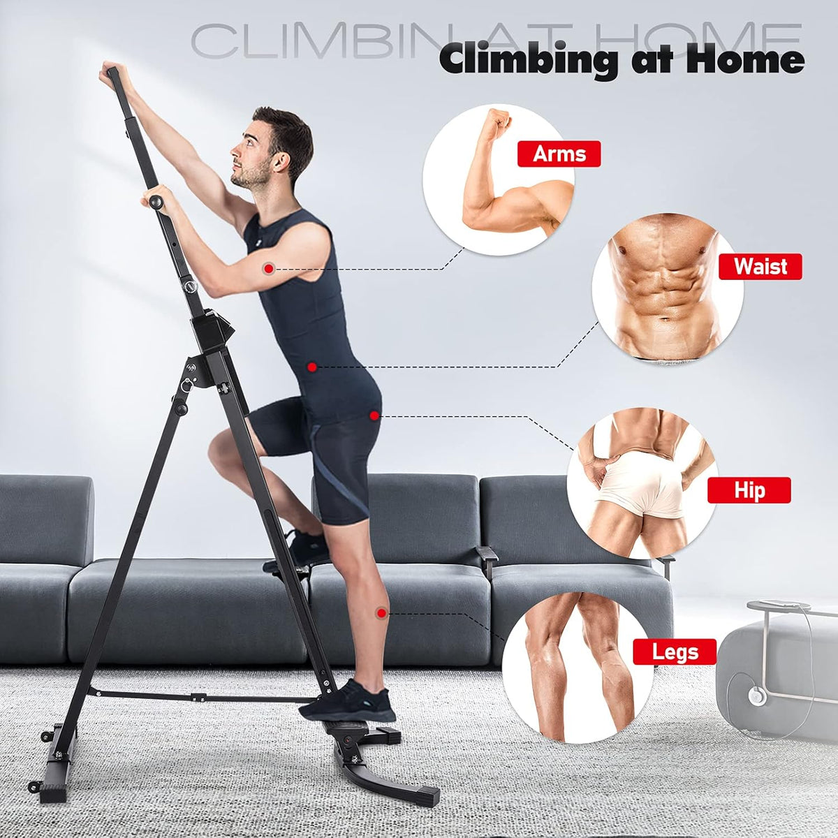 Folding Vertical Climber Exercise Machine with LCD Monitor Q692