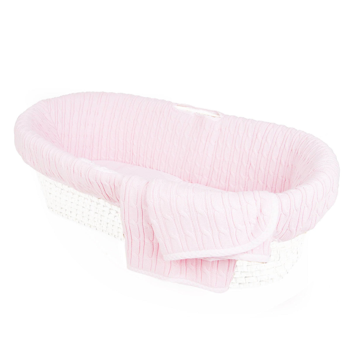 Pink Cable Knit Moses Basket Bedding Y7731