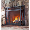 Mountain Cabin Fireplace Fire Screen with Door D114093