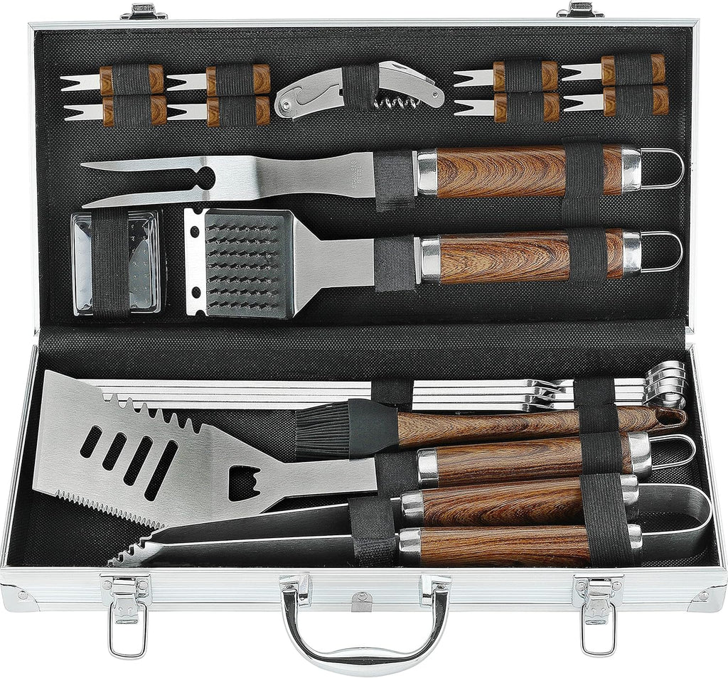 20 Pc Heavy Duty Stainless Steel BBQ Grill Tools Set with Aluminum Storage Case O304