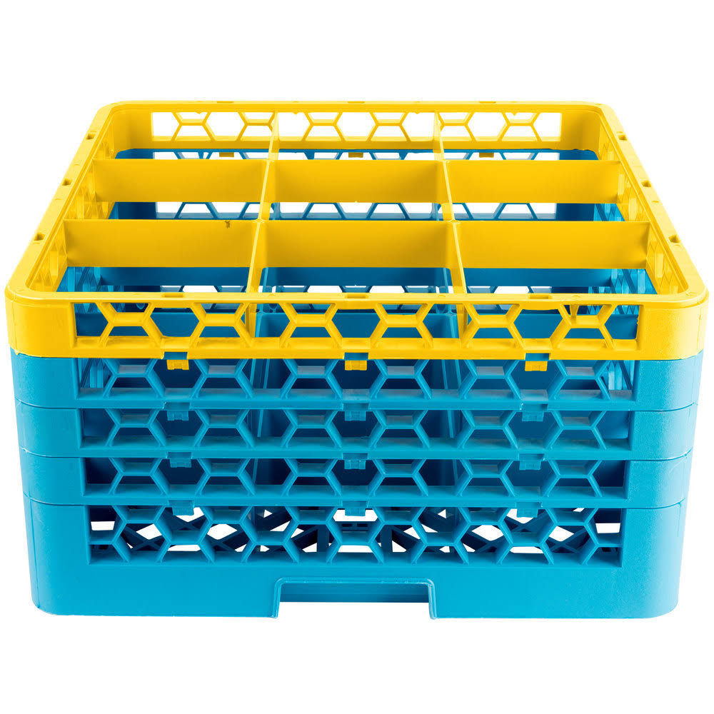 9 Compartment Yellow Glass Rack with 4 Extenders H334