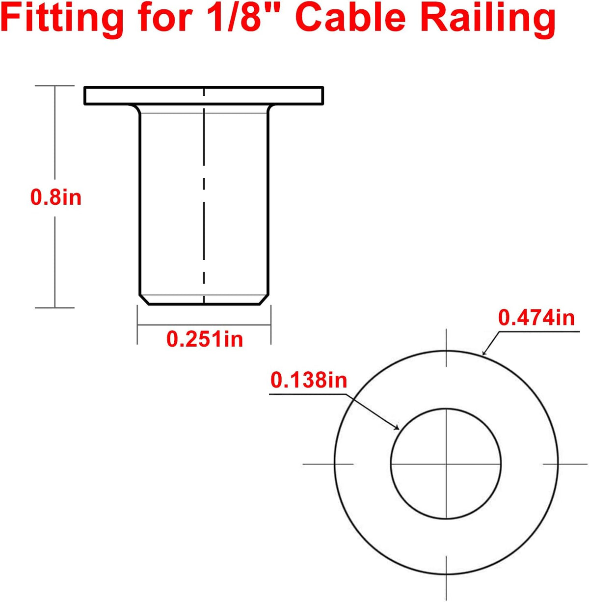120 Pack Stainless Steel Protector Sleeves for 1/8 Wire Rope Cable Railing B8769