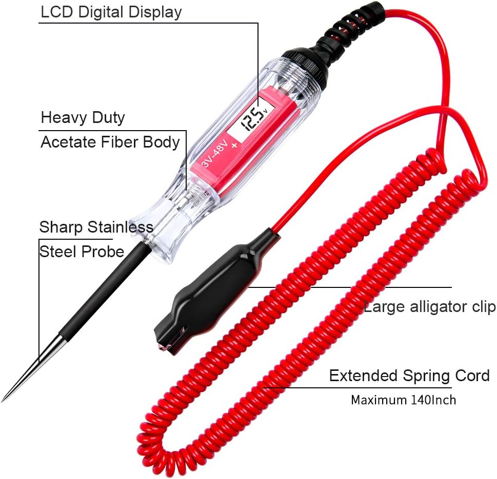 3-48V Digital LCD Circuit Tester with Extended Spring Wire T221