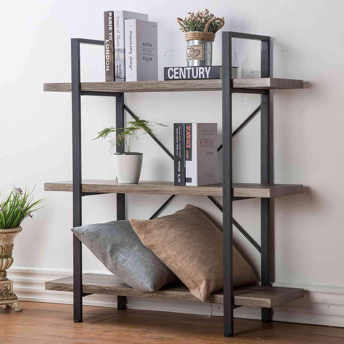 3 Tier Wood and Metal Bookshelf R99769