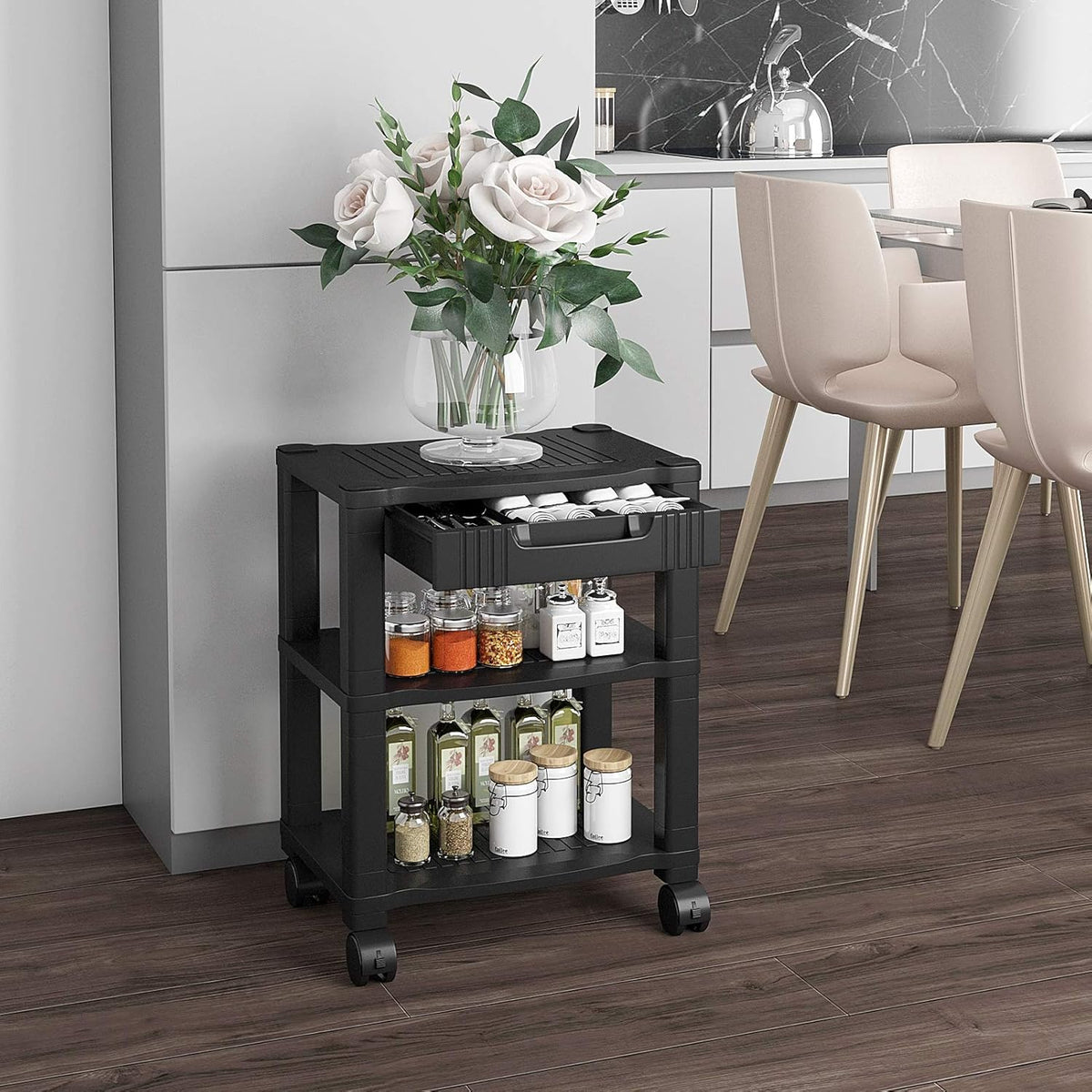 3 Tier Height Adjustable Printer Stand with Drawer T152