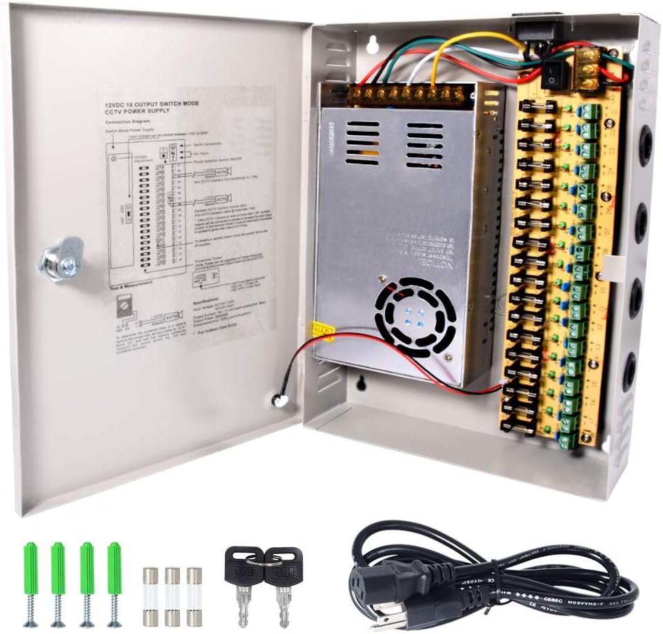 18CH 12V 30 Amp CCTV Power Supply T210