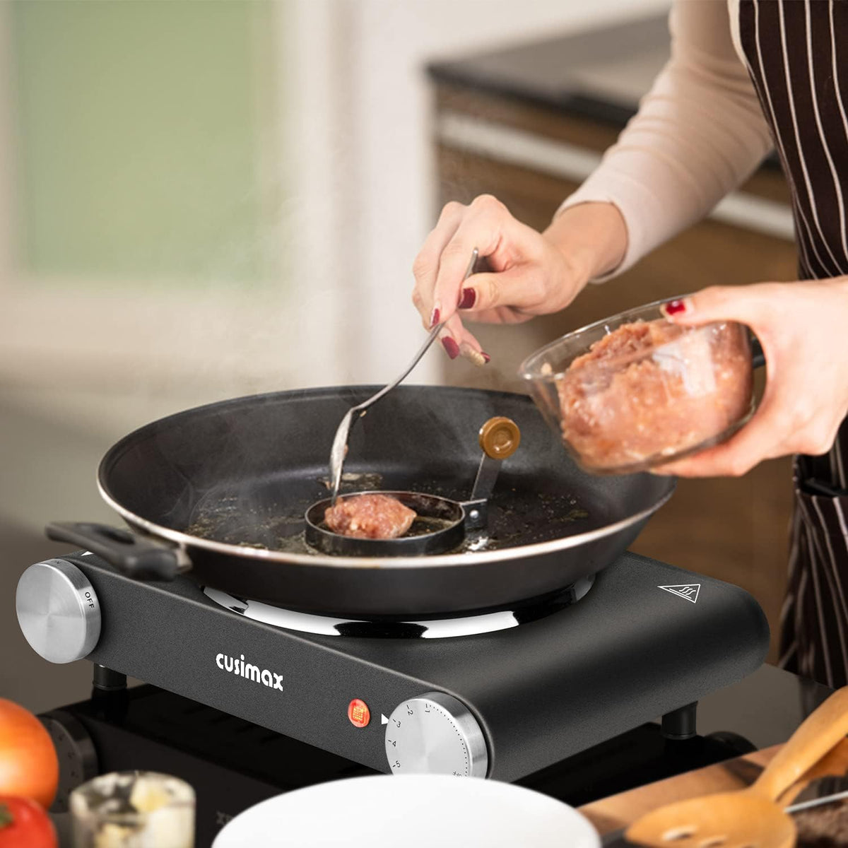 Cast Iron Electric Hot Plate Portable Burner Pack of 2 U888