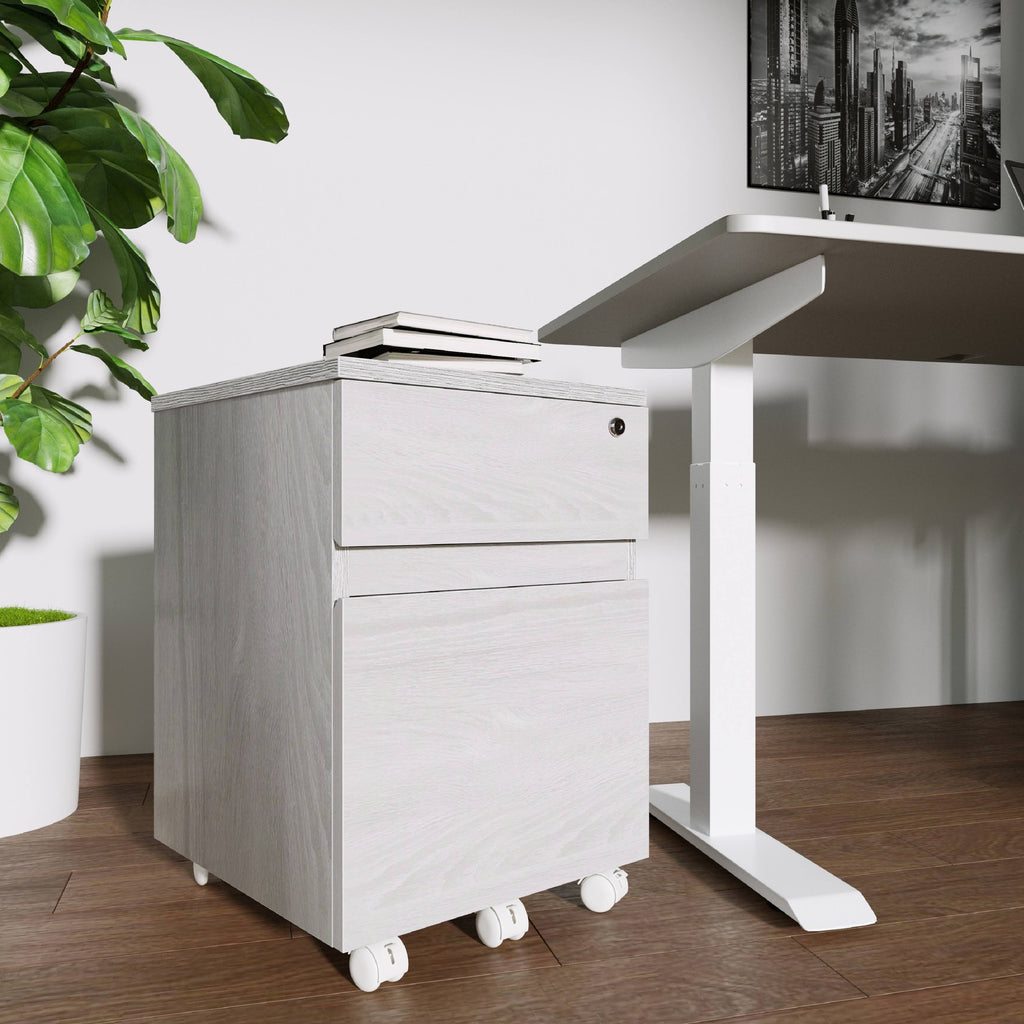 White Two Drawer Vertical Filing Cabinet with Lock L66440