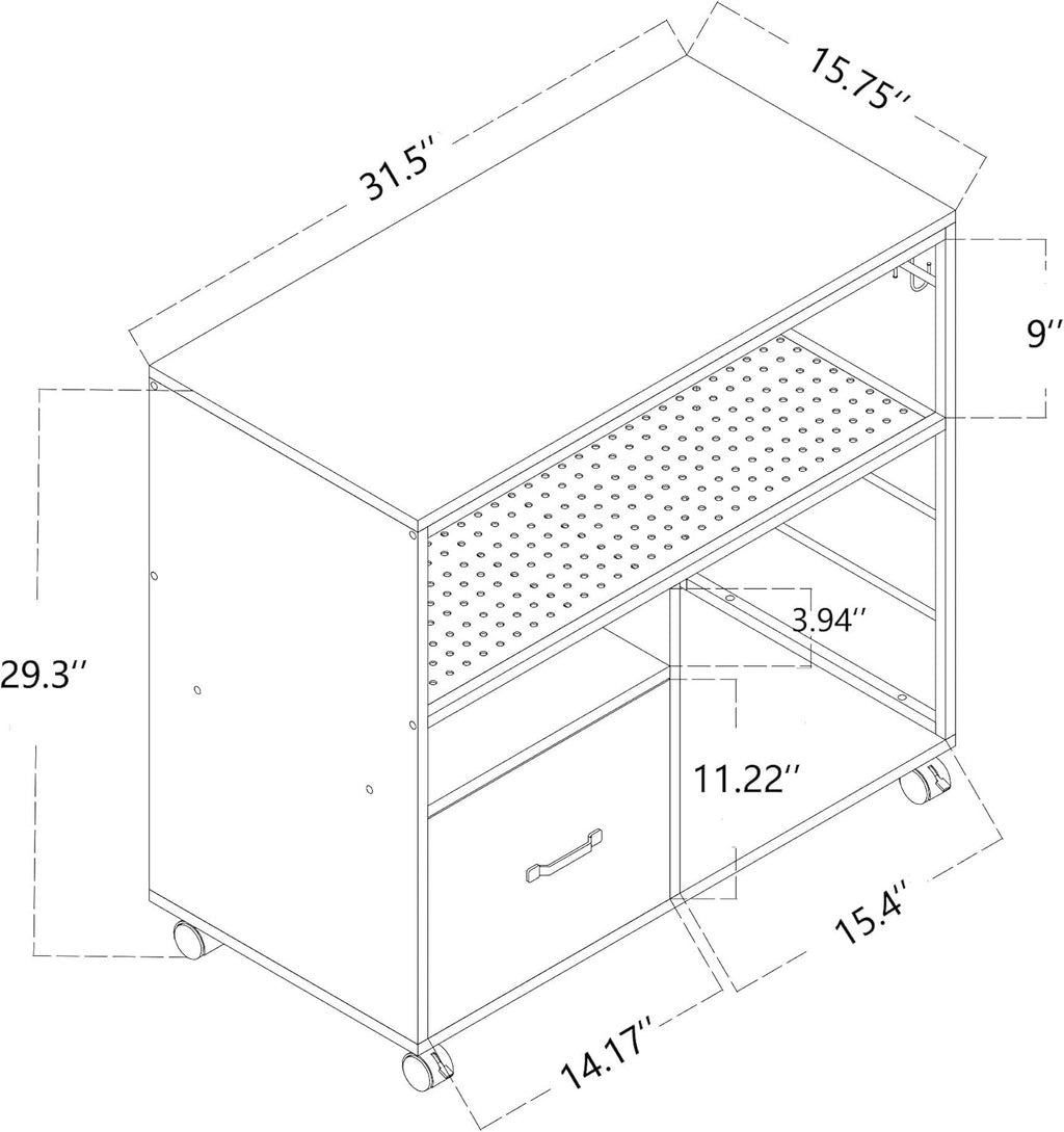 Industrial File Cabinet with Drawer and Open Storage Shelves A9772