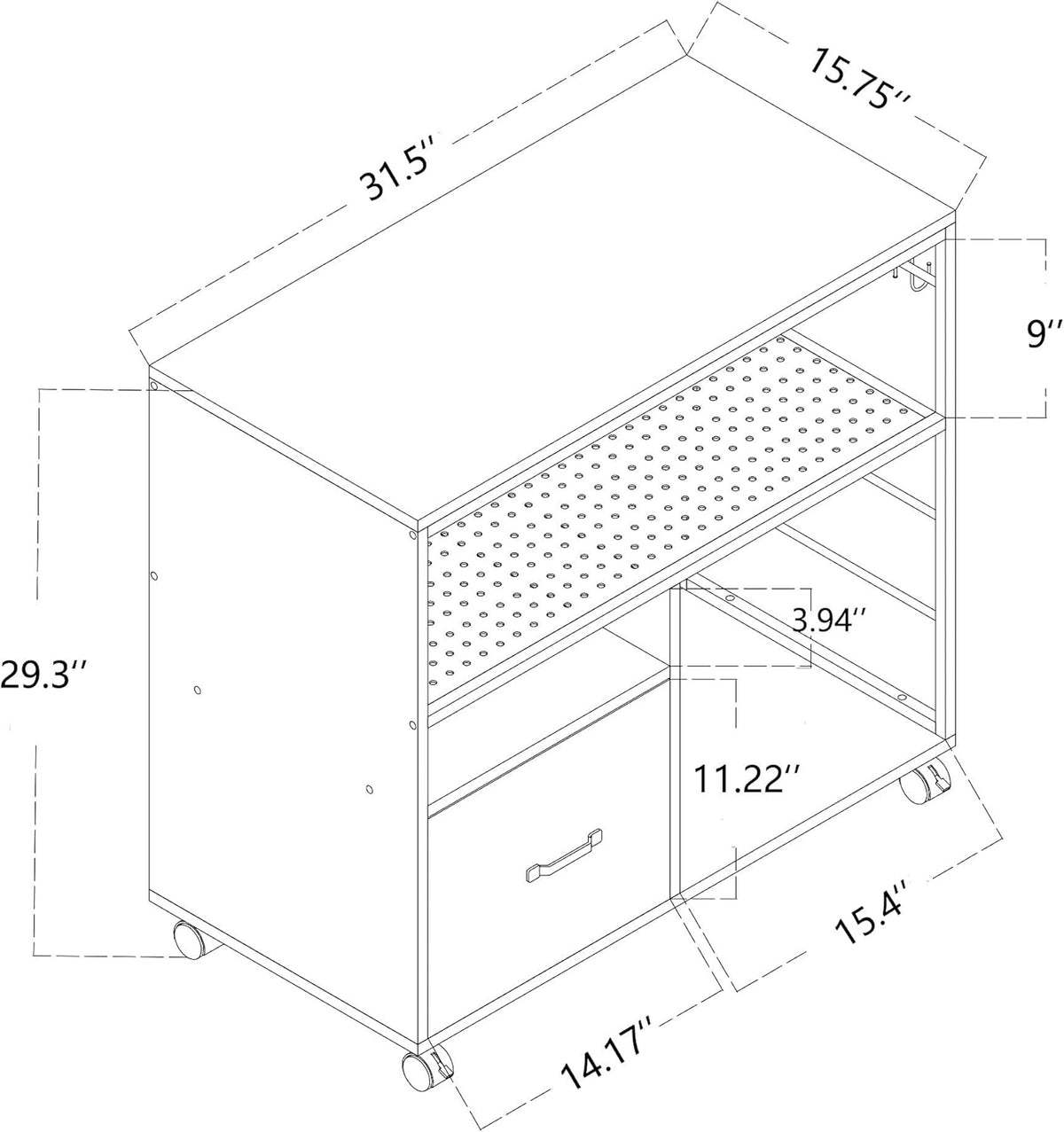 Industrial File Cabinet with Drawer and Open Storage Shelves A9772