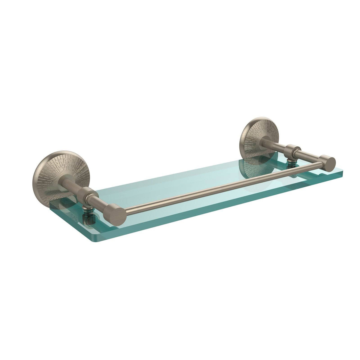 22-inch Tempered Glass Shelf with Gallery Rail Antique Pewter E708968