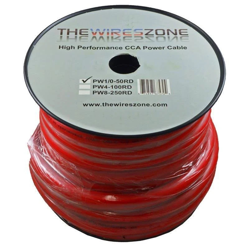0 Gauge 50 Feet Power Ground Cable Wire Red T70249