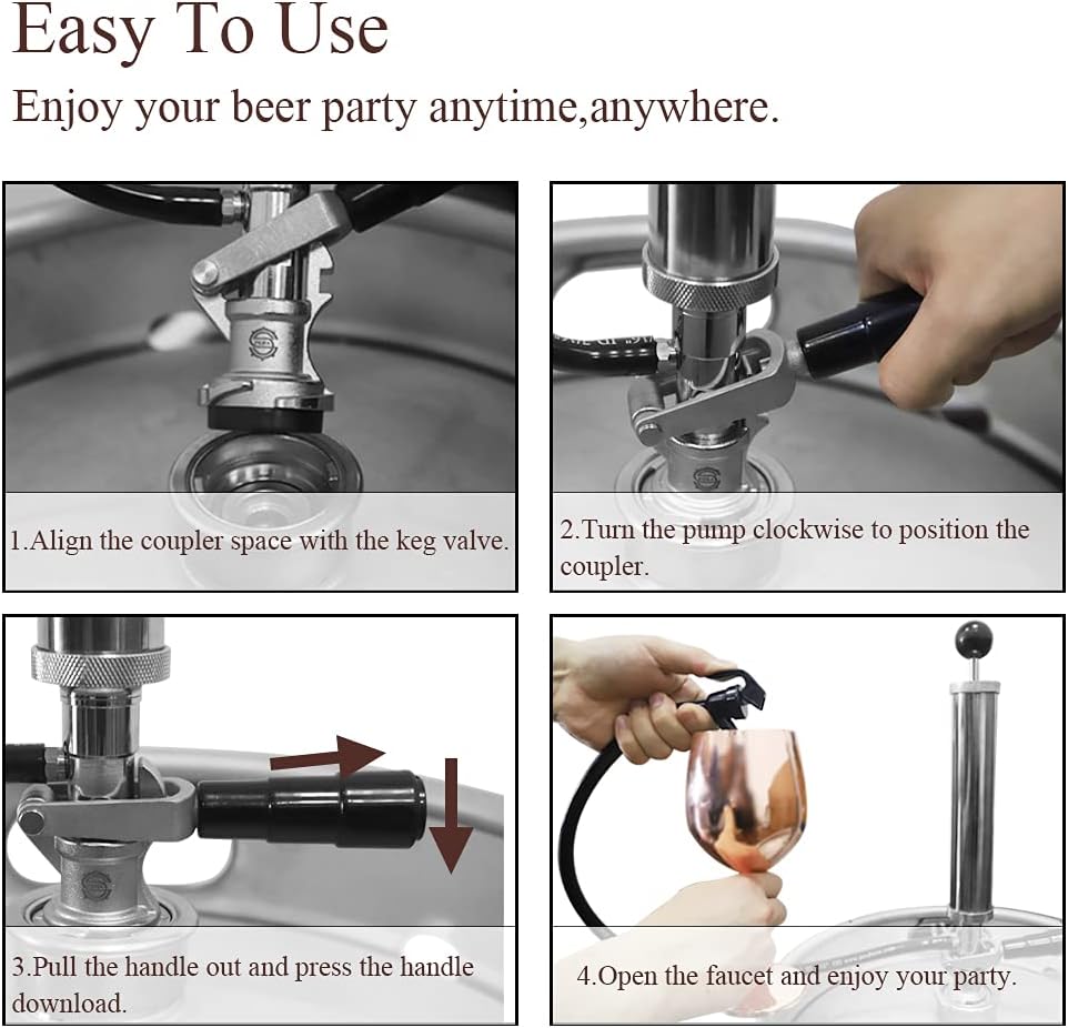 Beer Party Pump with Picnic Tap 8 inch US Sankey D System Keg Tap F35464