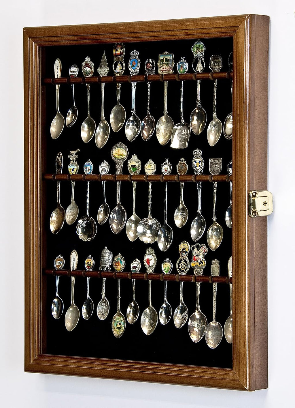 Spoon Display Case Cabinet Holder Rack Wall Mounted Walnut Finish F43742