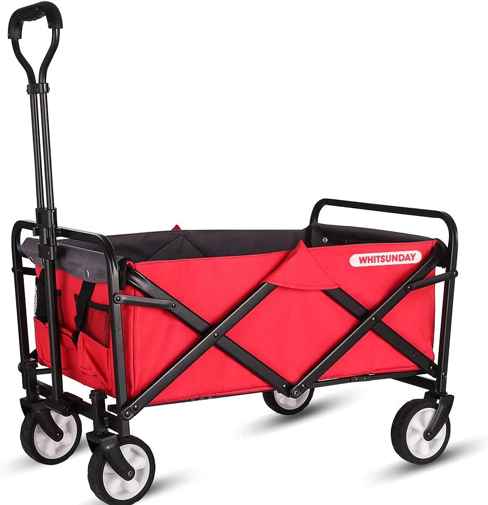 Collapsible Folding Utility Wagon Cart 5" Solid Rubber Wheels Grey K675419