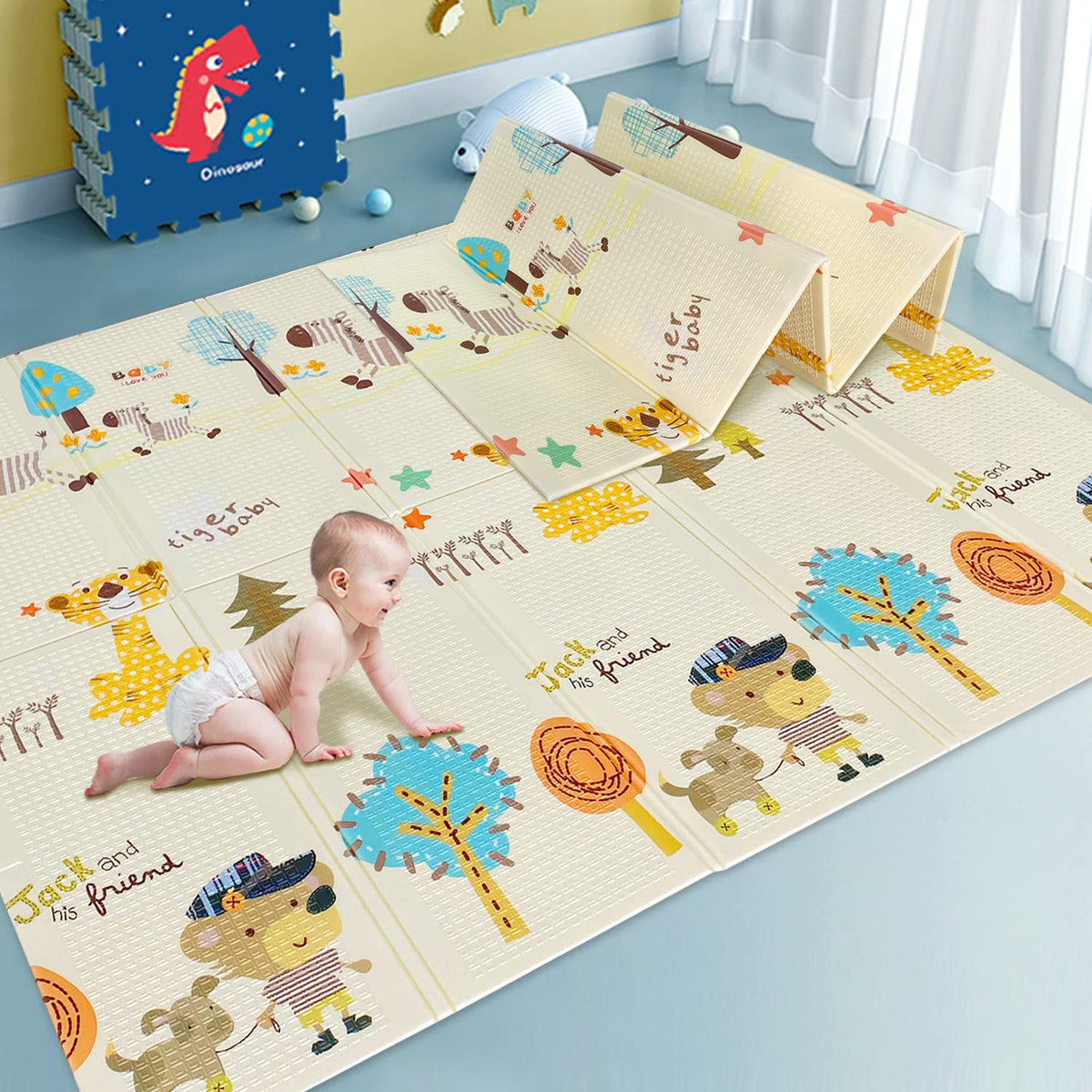 Extra Large Foldable Waterproof Baby Crawling Mat with Carry Bag F5250