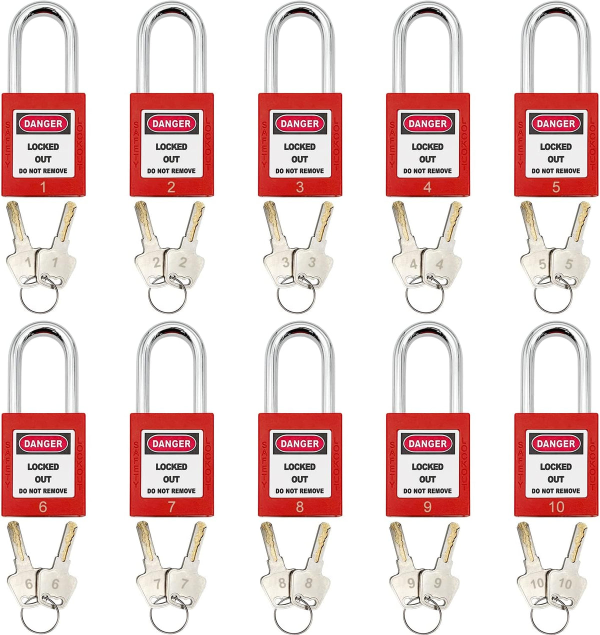 Lockout Tagout Station with 10 Padlocks, 2 Hasps, 20 Tags S3869