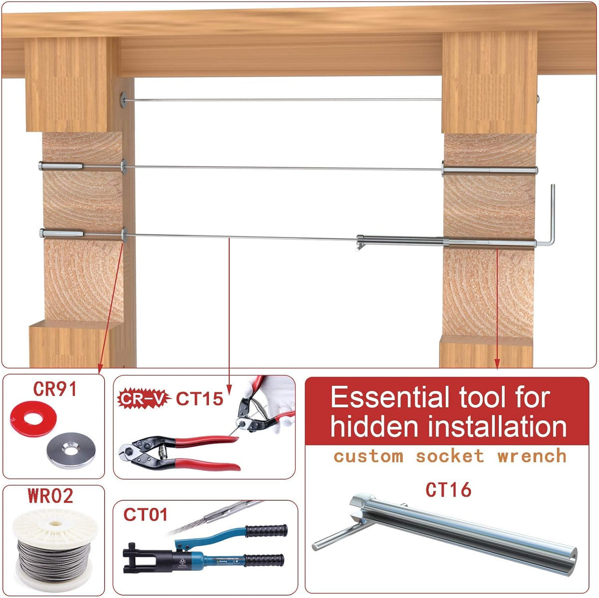 1/8 Cable Railing Kit Tensioner Fitting Swage Threaded Stud and Stemball Swage Combination Pack Q77012