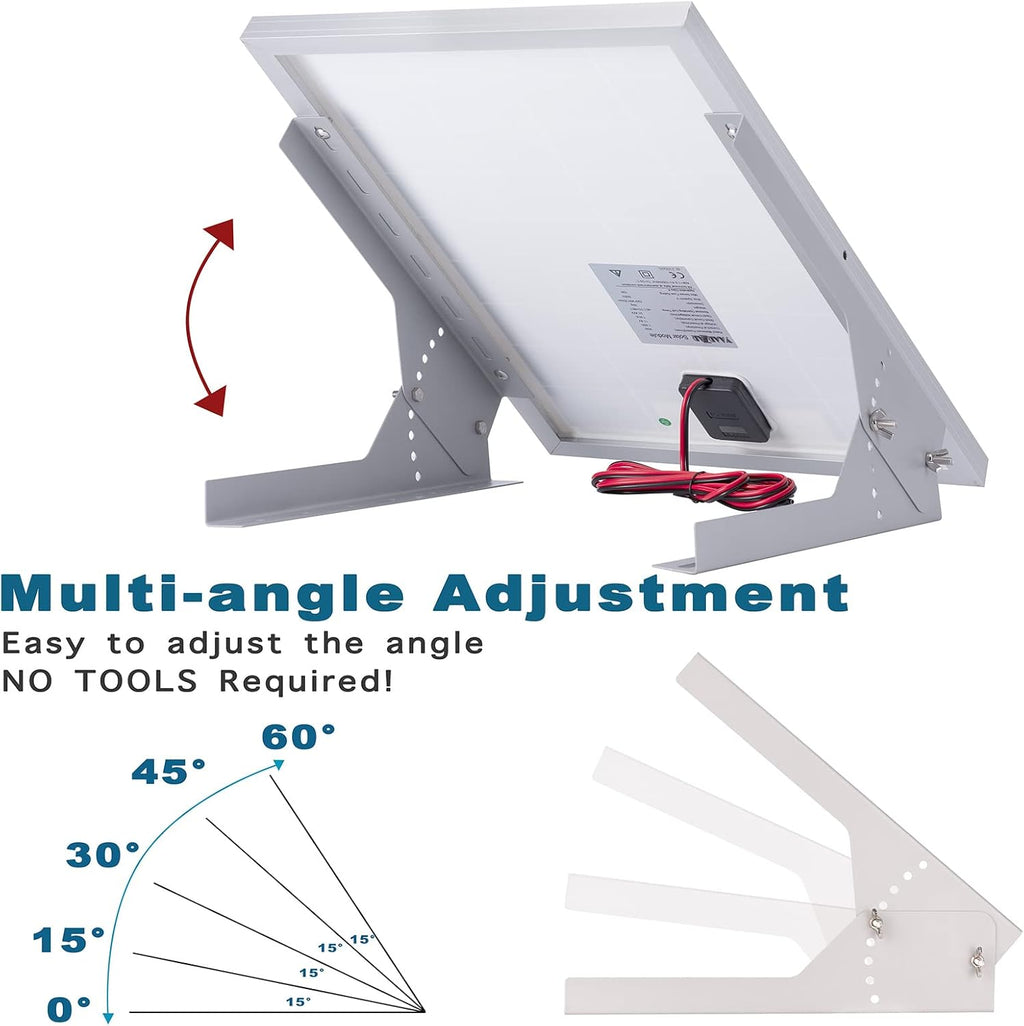 20 Watt 12V Solar Panel Kit with Adjustable Tilt Mount Brackets and 5A PWM Solar Charge Controller F17993
