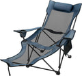 Green Folding Camp Chair with Footrest and Cup Holder F69279
