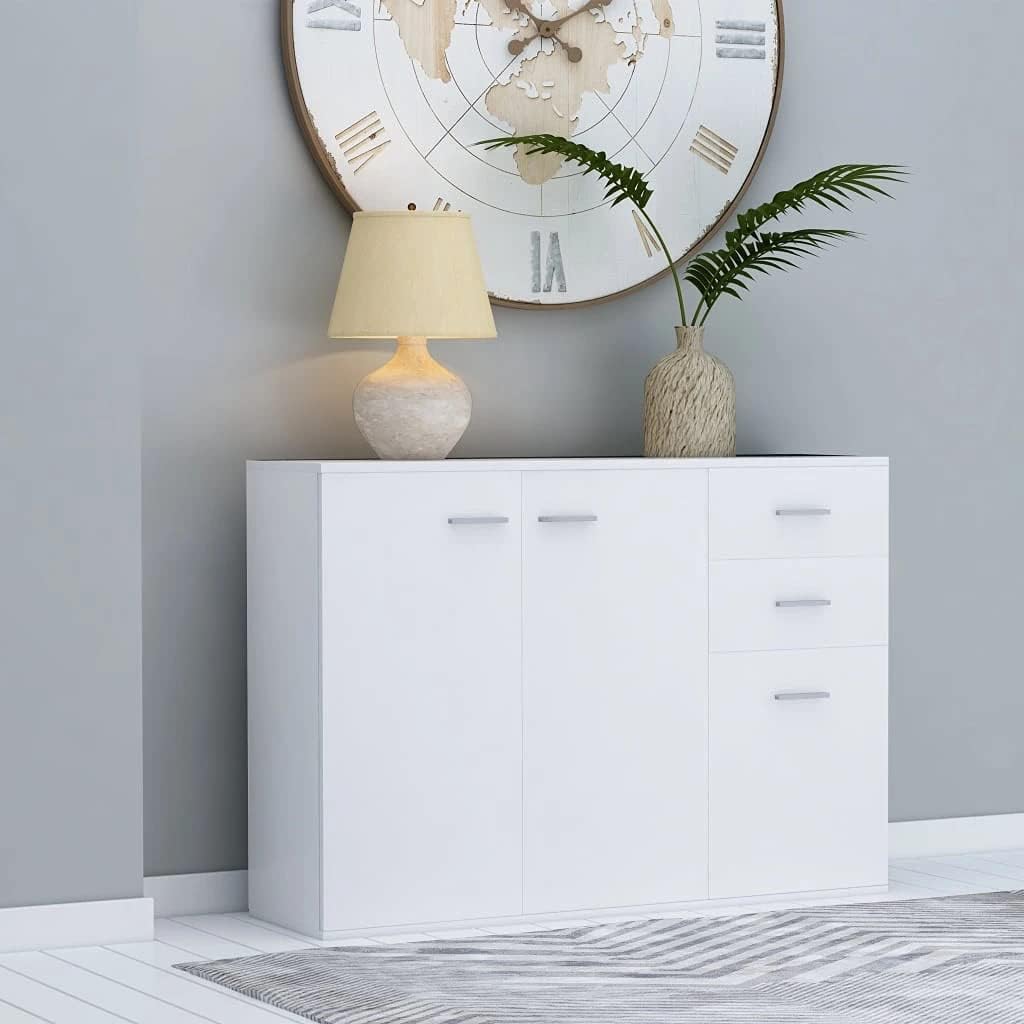 White Chipboard Sideboard Storage Cabinet B6006
