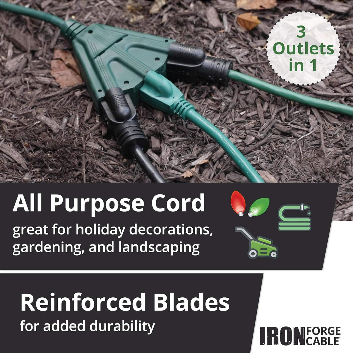 100 Ft Outdoor Extension Cord with 3 Outlets S1876