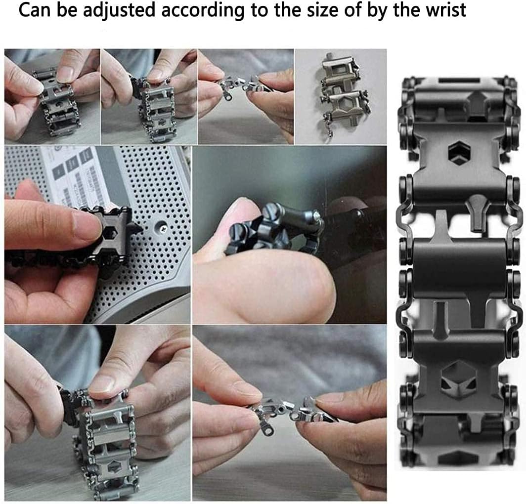 29 In 1 Black Stainless Steel Tool Bracelet M487