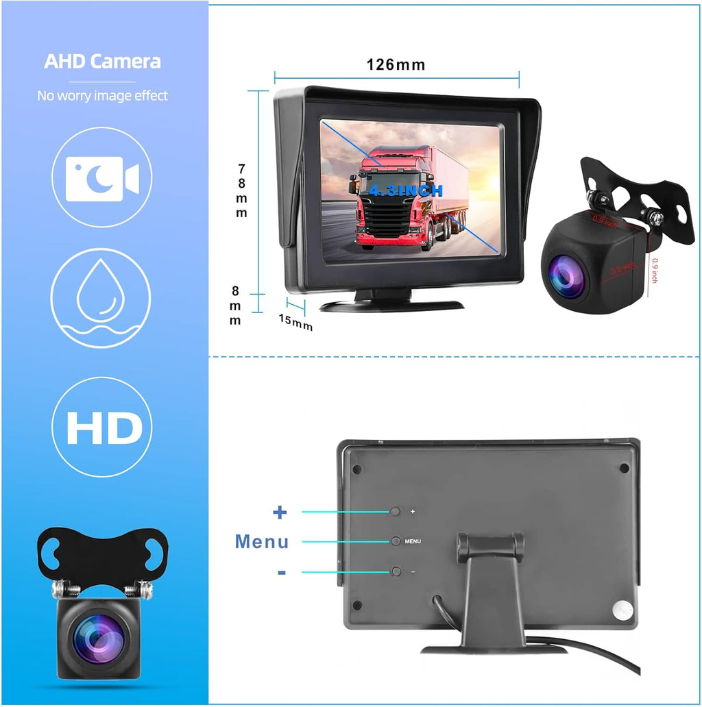 Wireless Backup Camera with Monitor Kit 4.3" HD 1080P Waterproof Night Vision D513