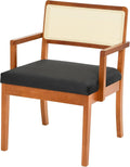 Black Velvet Accent Chair with Natural Cane Back P86519