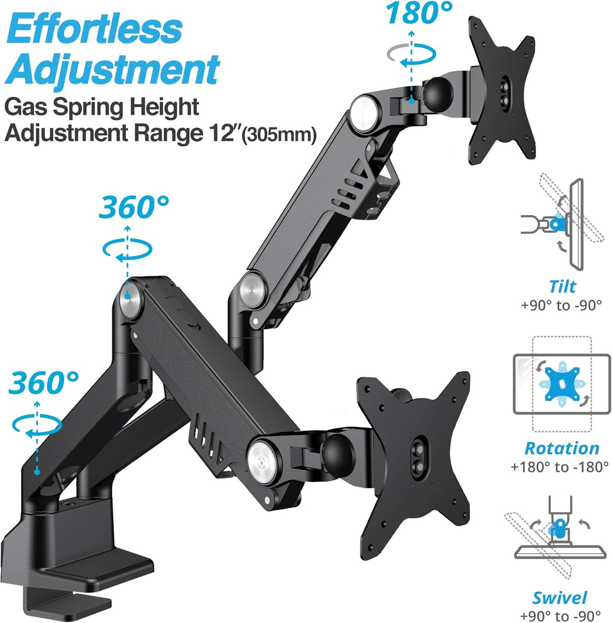 Dual 24-35 Monitor Arm Desk Mount D6728