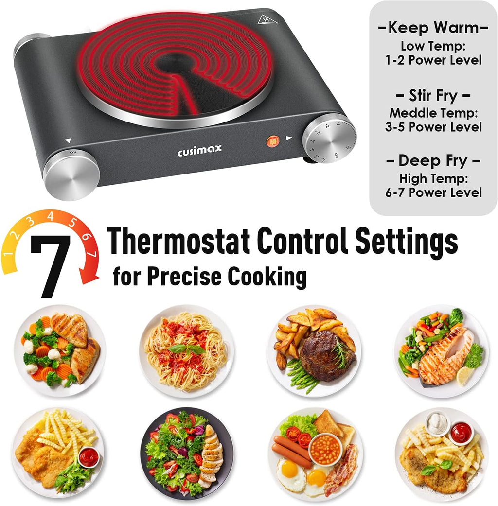 Cast Iron Electric Hot Plate Portable Burner Pack of 2 U888