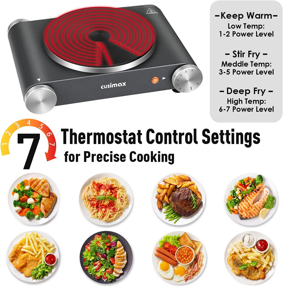 Cast Iron Electric Hot Plate Portable Burner Pack of 2 U888