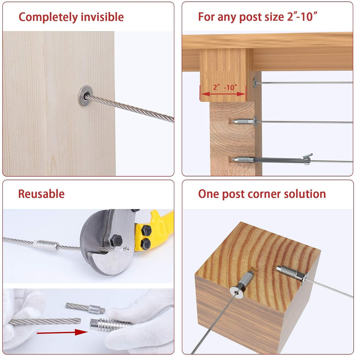 20 Pack 3/16 Invisible Cable Railing Kit T316 Stainless Steel D83526
