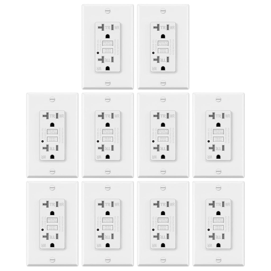 10 Pack White 20A GFCI Outlets E888873