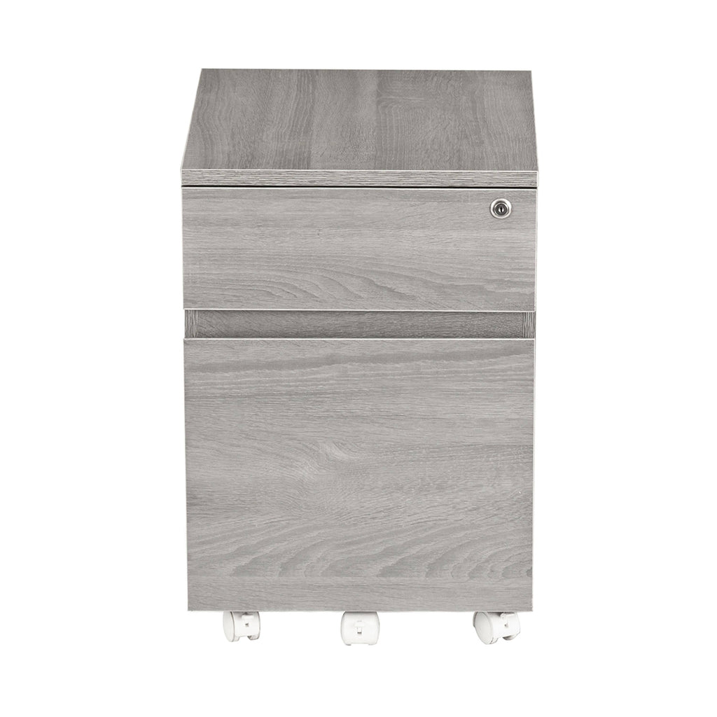 White Two Drawer Vertical Filing Cabinet with Lock L66440