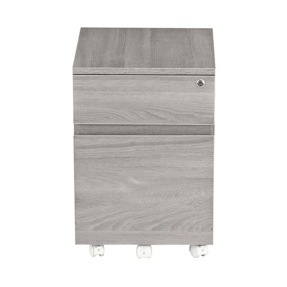 White Two Drawer Vertical Filing Cabinet with Lock L66440