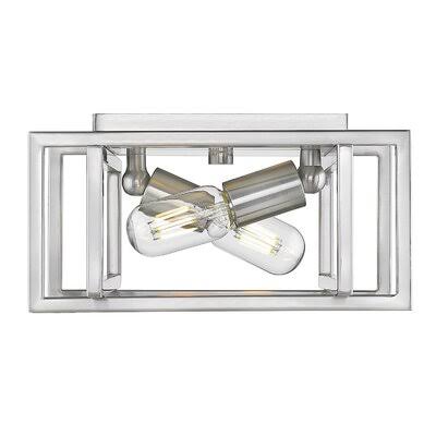 2 - Light Caged Rectangle Flush Mount Fixture Pewter K315768