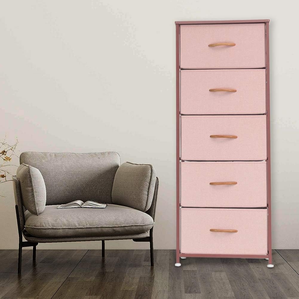 Vertical 5 Fabric Drawer Dresser Storage Tower M3614