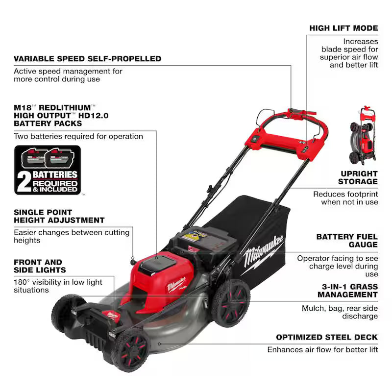 Brushless Cordless 21 in. Self-Propelled Lawn Mower with String Trimmer B29094