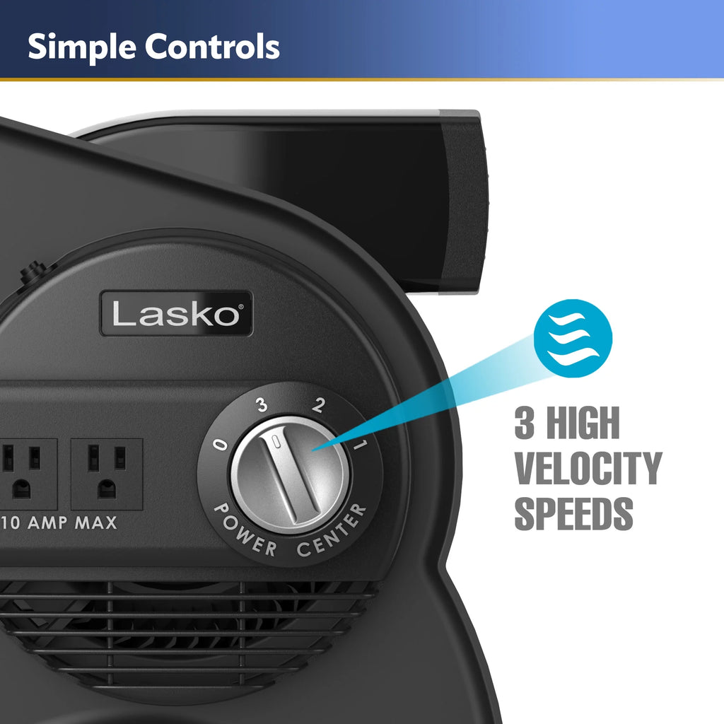12 Pivoting High Velocity 3-Speed Blower Fan with Outlets, Black J4652