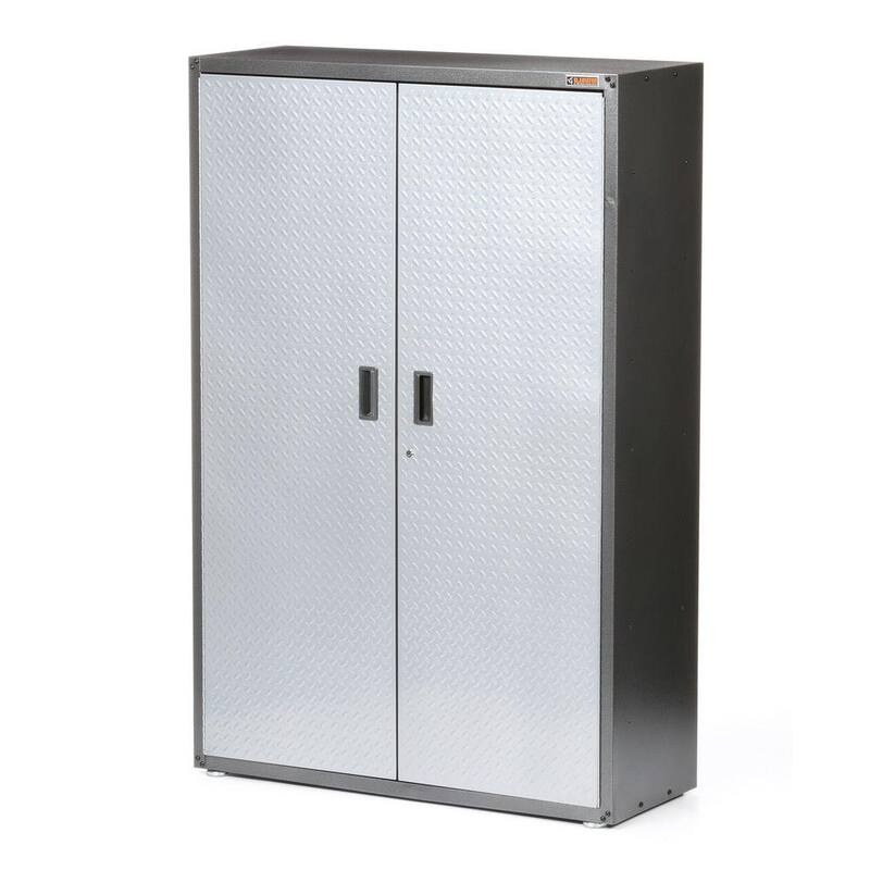 Steel Freestanding Garage Cabinet in Silver Tread K425